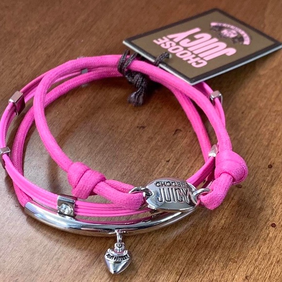 Juicy Couture Pam & Gela Choose Juicy Hot Pink Bracelet/Hair Tie New with Tags main image 4